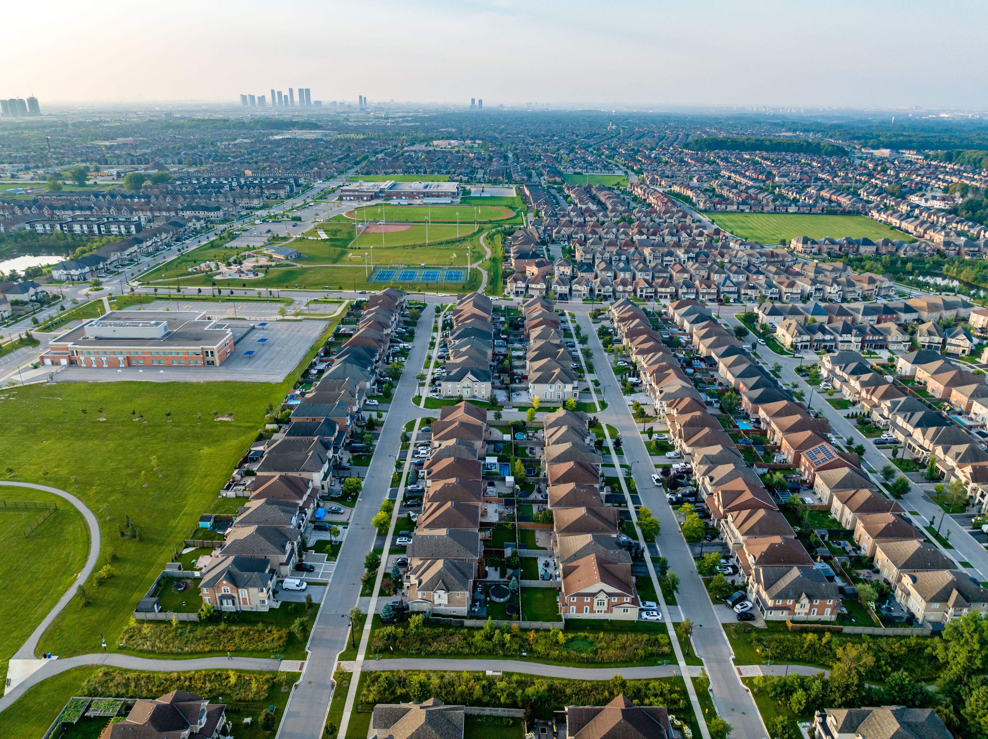 Aerial view of a new residential area in Vaughan, Canada